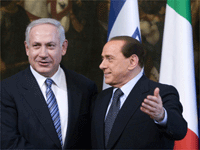 برلوسکونی و نتانیاهو، نخست وزیران ایتالیا و اسرائیل.(عکس: رویترز)