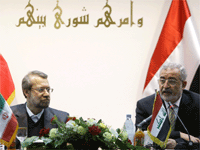 علی لاریجانی، رئیس مجلس شورای اسلامی ایران در سفر به عراق با رئیس مجلس این کشور دیدار کرد.(عکس: رویترز)