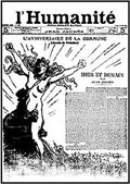 L'Humanité à l'époque de Jean Jaurés, la Une du 18 mars 1907, illustrée par Steilen. 

		(Source: L'Humanité)