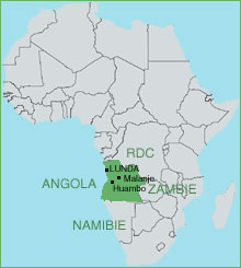 Le gouvernement angolais a lancé en décembre dernier une vaste opération contre le «garimpo» l'extraction illégal et le trafic de diamants dans les provinces de Lunda, Malanje et Huambo. 

		Carte : SB/RFI