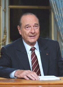 Le président Jacques Chirac lors de son entretien télévisé du 1er avril 2004. 

		(Photo AFP)