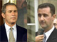 Le président américain George Bush (G) a annoncé mardi toute une série de sanctions à l'encontre de la Syrie. Son homologue syrien Bachar al-Assad (D) n'a pas encore réagi à cette décision.(Photo : AFP, Montage : RFI)