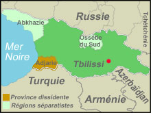 L'incertitude continue de peser sur l'issue du conflit dans la province dissidente d'Adjarie. 

		(Carte : Darya Kianpour/RFI)