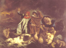 <EM>Dante et Virgile aux enfers </EM>dit aussi la<EM> Barque de Dante, </EM>Salon de 1822 - Delacroix 

		RMN