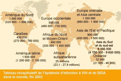 Les chiffres mondiaux de l'épidémie de sida. 

		Réalisation: NG/RFI
