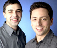 Larry Page et Sergey Brin, les deux fondateurs et présidents du moteur de recherche Google. 

		(Photo : AFP)