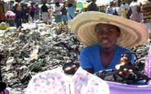 Une vendeuse au marché de Port-au-Prince. Le retour à la stabilité et au calme a été reconnu par le Conseil de sécurité de l’ONU. 

		(Photo : AFP)