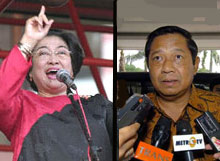 Le 20 septembre prochain la présidente sortante Megawati affrontera Banbamg Yodhoyono son ancien ministre pour le deuxième tour de l'élection présidentielle. 

		(Photo : AFP)
