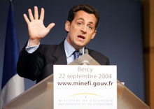 Le ministre des Finances, Nicolas Sarkozy, lors de la présentation de son projet de loi de Finances 2005. 

		(Photo : AFP)
