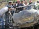 Le véhicule&nbsp;de Marwan Hamadé, ministre démissionnaire de l’Economie après l'attentat à la voiture piégée à Beyrouth. Son chauffeur a été tué sur le coup.(Photo : AFP)
