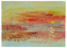 Joseph Turner : <EM>Scarlet sunset</EM>, dit aussi <EM>A town on a river</EM> 

		(Photo : Londres, Tate)