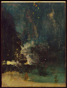 James McNeill Whistler : <EM>Nocturne en noir et or : la fusée qui retombe</EM> 

		(Photo : Detroit, The Detroit institute of arts)