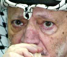 Yasser Arafat, hospitalisé depuis quelques jours à l'hôpital Percy dans la banlieue parisienne. 

		(Photo : AFP)