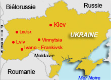 Principales villes d'Ukraine qui ont proclamé Viktor Iouchtchenko vainqueur du scrutin. 

		(Carte : NG/RFI avec GéoAtlas)
