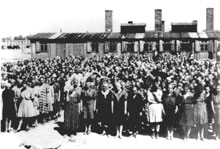 Le camp de concentration d’Auschwitz-Birkenau, en Pologne.<BR>Seuls les adultes en bonne santé avaient une chance d’être épargnés si les nazis estimaient qu’ils pouvaient être utilisés pour travailler.(Photo prise par un photographe SS en 1944)