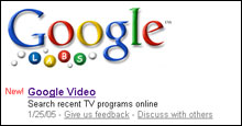 Moteur de recherche vidéo <A href="http://video.google.com/" target=_BLANK>Google</A>.DR