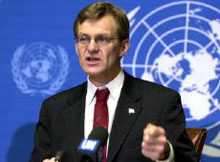 Jan Engeland, le coordinateur des opérations d'urgence de l'ONU, à la conférence de Genève, le 11 janvier 2005.(Photo: AFP)
