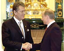 Viktor Iouchtchenko a réservé son premier déplacement à l’étranger en tant que chef d’Etat à la Russie de Vladimir Poutine.(Photo: AFP)
