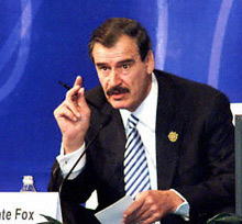Le président mexicain Vicente Fox a immédiatement réagi aux déclarations américaines alertant les Américains en visite au Mexique.(Photo : AFP)