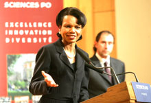À Paris, Condoleezza Rice a prononcé un discours à Sciences-Po sur les relations entre les USA et l'Europe.(Photo : AFP)