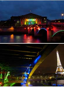 La nuit, Paris s'illumine aux couleurs olympiques.(Photos: Corbis-Paris 2012)