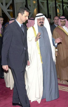 Le président Syrien, Bachar al-Assad, est reçu à Ryad par le prince héritier saoudien Abdallah.(Photo : AFP)
