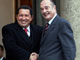 Le président vénézuélien Hugo Chavez lors de sa visite officielle, avec t le président français Jacques Chirac.(Photo : AFP)