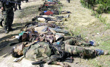 L'armée népalaise a annoncé avoir tué plus de 110 rebelles maoïstes la semaine dernière et a exhibé certains de leurs cadavres.(Photo : AFP)