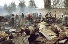 Le marché de Katako, au nord-ouest de Niamey, est parti en fumée.(Photo : AFP)