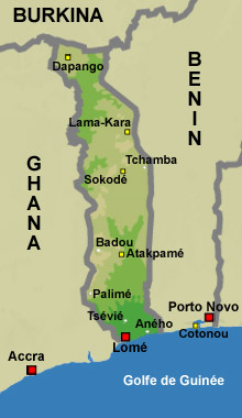 Le Togo.(Carte : DK/RFI)