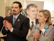 Saad Hariri et Solange Gemayel, la veuve de l’ancien président libanais assassiné, Béchir Gemayel.(Photo: AFP)