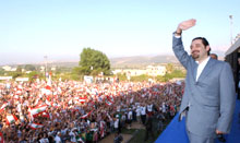 Saadeddine Rafic Hariri a gagné son pari en remportant les 28 sièges qui étaient en jeu au Nord du Liban.(Photo : AFP)