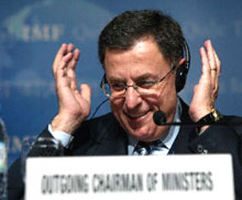 Fouad Siniora (vu ici en septembre 2003) avait été le ministre des Finances de Rafic Hariri.(Photo: AFP)