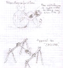 Une victime de sévices a dessiné les appareils sur lesquels elle a subi des séances de torture en Mauritanie. Un schéma publié sur le site de la <A href="http://www.fidh.org/" target=_BLANK>FIDH</A>.(Image: FIDH)