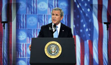 George W. Bush a tenté de convaincre les Américains du bien fondé de la guerre en Irak au cours d'un discours prononcé à une heure de grande écoute.(Photo: AFP)