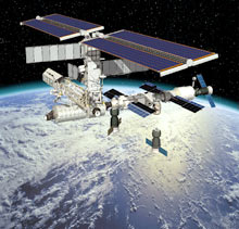 Impression d'artiste de la station spatiale internationale.Photo: ESA