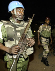 L'Onuci participe à la sécurisation de la ville d'Agboville.Photo : AFP