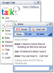 Google a mis en ligne une première version de sa messagerie instantanée, Google Talk.(Crédit: Google.com)