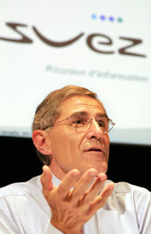 Gérard Mestrallet, lors de sa conférence de presse le 9 août.Photo : AFP