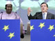 <P>Alpha Oumar Konaré (g.), le président de la Commission de l’Union africaine et&nbsp; José Manuel Barroso, le président de la Commission de l’Union européenne, lors d’une conférence commune à Bruxelles.</P>(Photo : AFP)