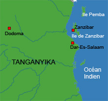 La République unie de Tanzanie rassemble le Tanganyika continental et les îles de Zanzibar et de Pemba qui constituent l'archipel de Zanzibar.(Carte : RFI)