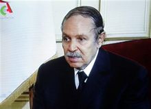 Le président Abdelazziz Bouteflika lors de son apparition à la télévision algérienne.(Photo : AFP)