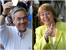 Sebastian Pinera s'opposera à Michelle Bachelet au second tour de la présidentielle, le 15 janvier 2006.(Photo: AFP)