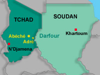 En mai dernier, N’Djamena avait officiellement accusé Khartoum d’armer plus de 3 000 rebelles tchadiens dans des camps d’entraînement au Darfour.(Carte : RFI)