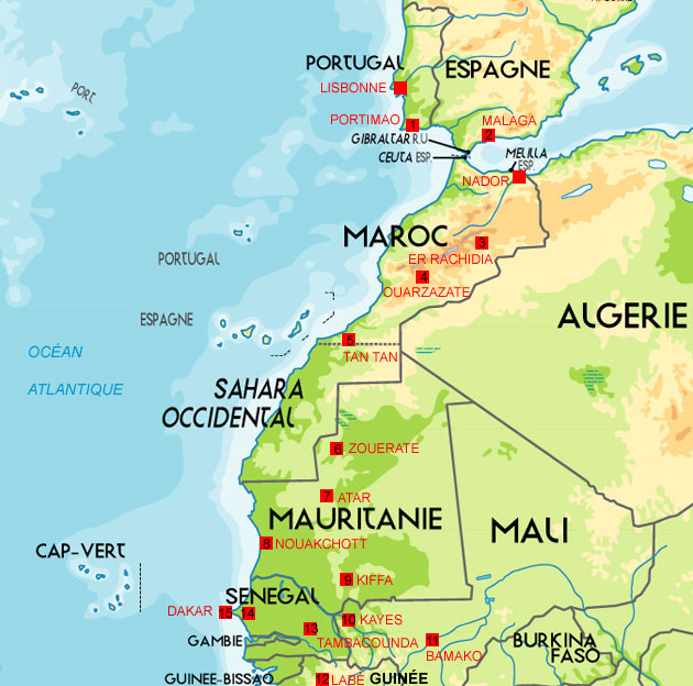 Le parcours du Dakar 2006(Carte : RFI)