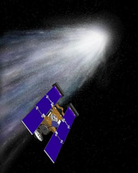 Illustration de la&nbsp;capsule spaciale&nbsp;américaine <em>Stardust</em>, partie en 1999, et revenue sur Terre ce dimanche dans le désert de l'Utah avec sa cargaison de poussières cosmiques.(Photo : AFP)