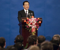 Le Premier ministre chinois Wen Jiabao a annoncé mercredi que son pays allait participer à hauteur de 10 millions de dollars. Le montant global de promesses de dons atteint 1,9 milliard de dollars.(Photo : AFP)
