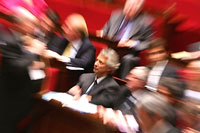 Le Premier ministre, Dominique de Villepin, sur les bancs de l'Assemblée nationale, le 8 février, à l'occasion du débat sur le CPE. (Photo: AFP)