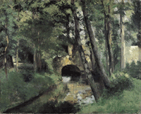 <em>Le Petit Pont, Pontoise</em>, Camille Pissarro 1875.(Source : Mannheim, Städtische Kunsthalle)