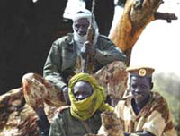Soldats tchadiens. La victoire remportée à Hadjer Marfaïn pourrait annoncer la réforme de l’armée qualifiée bien souvent de clanique.(Photo: AFP)